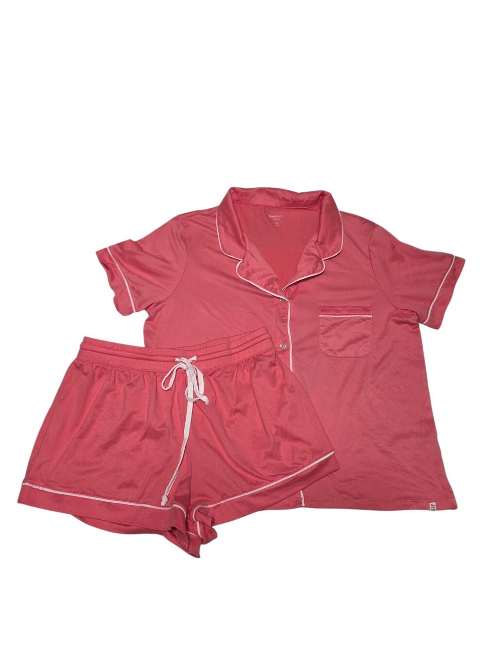 Gap Body Button Down Short Sleeve Trimmed Sleep Top And Shorts Size Medium